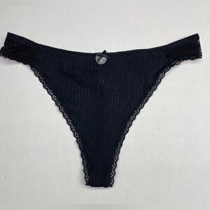 NWT BLK STRIPED Thong, XXL